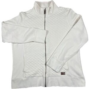 L.L.Bean Women's Quilted Full-Zip Sweatshirt Jacket Cream Size L